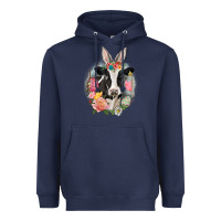 Navy Happy Easter Cow Easter Day Heavyweight Hoodie - CowGirlArtShop