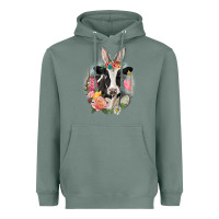 Sage Happy Easter Cow Easter Day Heavyweight Hoodie - CowGirlArtShop
