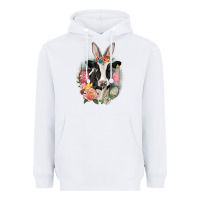 White Happy Easter Cow Easter Day Heavyweight Hoodie - CowGirlArtShop