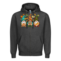 Charcoal Heather Fall gnomes Zipper Hoodie - NancyCooperArtShop