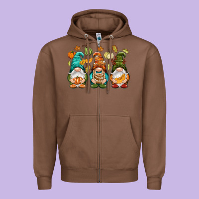Fall Gnomes Zipper Hoodie Designed By Nancycooperartshop