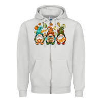 Dove Grey Fall gnomes Zipper Hoodie - NancyCooperArtShop