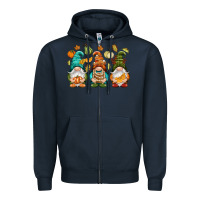 Navy Fall gnomes Zipper Hoodie - NancyCooperArtShop