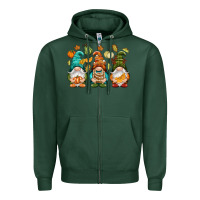 Sports Green Fall gnomes Zipper Hoodie - NancyCooperArtShop