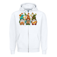 White Fall gnomes Zipper Hoodie - NancyCooperArtShop