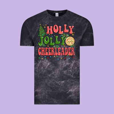 Holly Jolly Cheerleader Vintage Tee Designed By Maliassmallbusiness