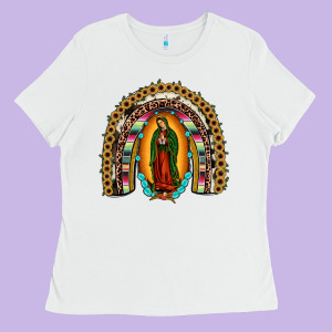 Our Lady Of Guadalupe Rainbow Ladies Tee Designed By Jahusdesignshop