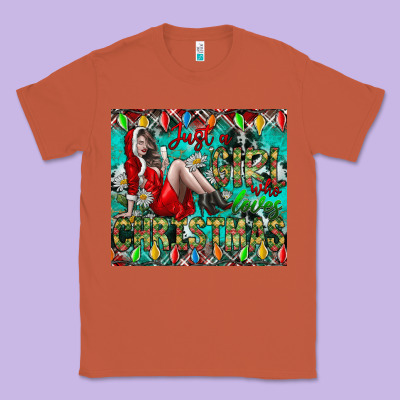 Just A Girl Who Loves Christmas Classic Tee Designed By Cowhidedigitalart