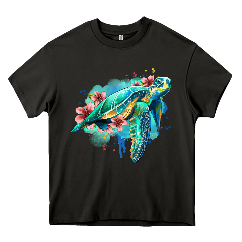 Floral Turtle Heavy Core Tee by Jasminsmagicworld | Teevron