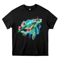 Black floral turtle Heavy Core Tee - Jasminsmagicworld