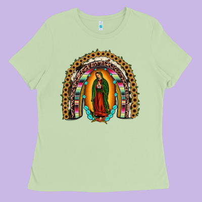Our Lady Of Guadalupe Rainbow Ladies Tee Designed By Jahusdesignshop