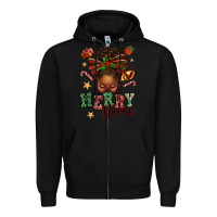 Black merry mama afro messy bun Zipper Hoodie - texasbilliewilder
