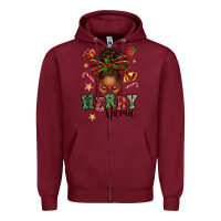 Burgundy merry mama afro messy bun Zipper Hoodie - texasbilliewilder