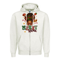 Oatmeal Heather merry mama afro messy bun Zipper Hoodie - texasbilliewilder
