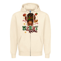 Sandshell merry mama afro messy bun Zipper Hoodie - texasbilliewilder