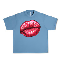 Pebble Blue lips mark Urban Heavy Tee - NancyCooperArtShop