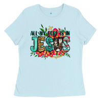 Baby Blue all my hope is in jesus Ladies Tee - Jasminsmagicworld