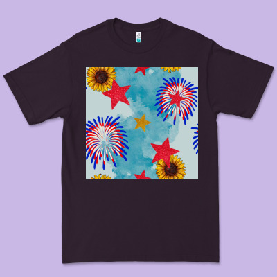 Patriotic Fireworks And Sunflower Premium Tee Designed By Bundleandbundleshop