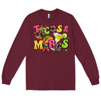 Burgundy tacos and margaritas Long Sleeve Tee - LillyAllenDesigns