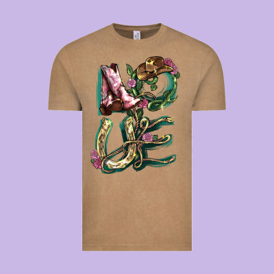 Love Boots Horseshoe Cowboy Vintage Tee Designed By Nancycooperartshop