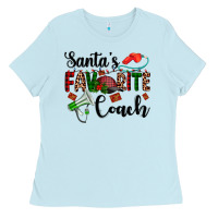 Baby Blue santa's favorite coach Ladies Tee - AdoDesignShop
