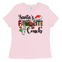 Bubblegum Pink santa's favorite coach Ladies Tee - AdoDesignShop
