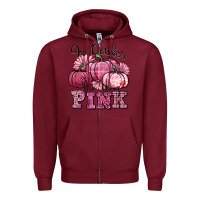 Burgundy in october we wear pink pumpkin Zipper Hoodie - texasbilliewilder