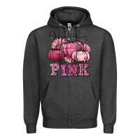 Charcoal Heather in october we wear pink pumpkin Zipper Hoodie - texasbilliewilder