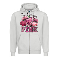 Dove Grey in october we wear pink pumpkin Zipper Hoodie - texasbilliewilder