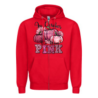 Red in october we wear pink pumpkin Zipper Hoodie - texasbilliewilder