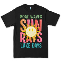 Black boat waves sun rays lake days Premium Tee - JahusDesignShop