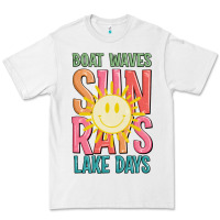White boat waves sun rays lake days Premium Tee - JahusDesignShop