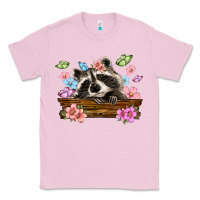 Bubblegum Pink raccoon with flowers Classic Tee - MaliasSmallBusiness