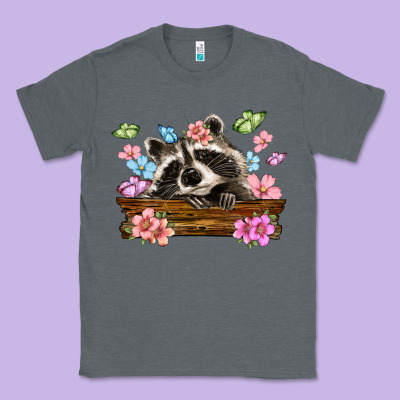 Raccoon With Flowers Classic Tee Designed By Maliassmallbusiness