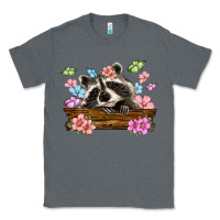 Charcoal Heather raccoon with flowers Classic Tee - MaliasSmallBusiness