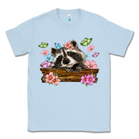 Dusty Blue raccoon with flowers Classic Tee - MaliasSmallBusiness