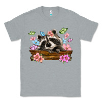 Heather Grey raccoon with flowers Classic Tee - MaliasSmallBusiness