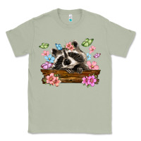 Matcha raccoon with flowers Classic Tee - MaliasSmallBusiness