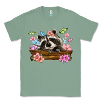 Sage raccoon with flowers Classic Tee - MaliasSmallBusiness