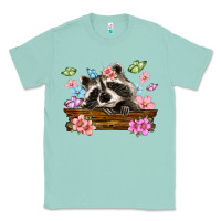 Seafoam raccoon with flowers Classic Tee - MaliasSmallBusiness