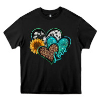 Black turquoise sunflower hearts Heavy Core Tee - Jasminsmagicworld