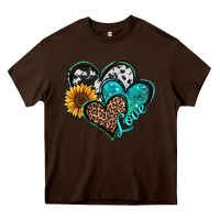 Chocolate Brown turquoise sunflower hearts Heavy Core Tee - Jasminsmagicworld