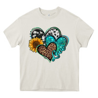 Cream turquoise sunflower hearts Heavy Core Tee - Jasminsmagicworld