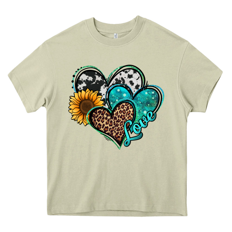 Turquoise Sunflower Hearts Heavy Core Tee by Jasminsmagicworld | Teevron