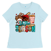 Baby Blue 'tis the season baseball game Ladies Tee - Jasminsmagicworld