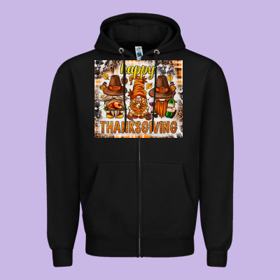 Happy Thanksgiving Gnomes Zipper Hoodie Designed By Nancycooperartshop