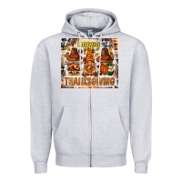 Heather Grey Happy Thanksgiving gnomes Zipper Hoodie - NancyCooperArtShop
