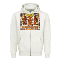 Oatmeal Heather Happy Thanksgiving gnomes Zipper Hoodie - NancyCooperArtShop