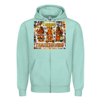 Seafoam Happy Thanksgiving gnomes Zipper Hoodie - NancyCooperArtShop