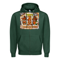 Sports Green Happy Thanksgiving gnomes Zipper Hoodie - NancyCooperArtShop